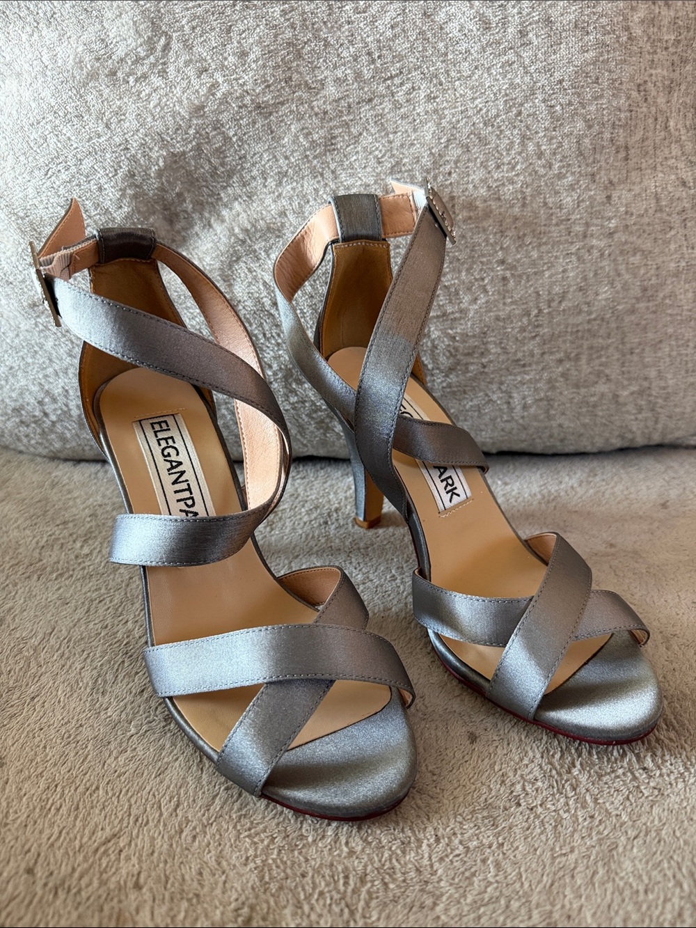 ElegantPark Satin Strappy High-Heel Sandals